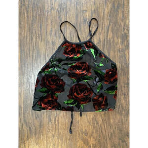 Savage x Fenty Exploded Floral Velvet & Chiffon Backless Sleep Crop Top Medium